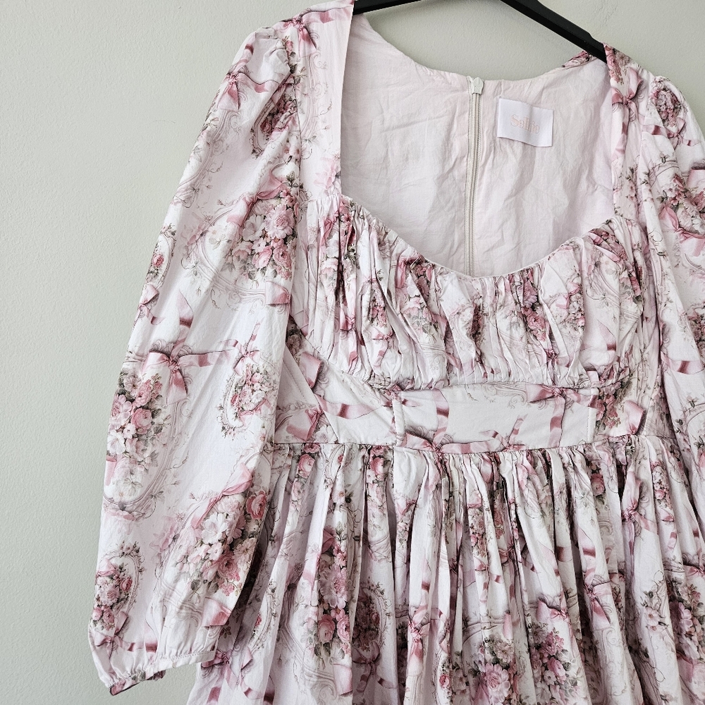 Selkie Secret Lover Bowery Bow & Bouquet Mini Dress Size 1X - Picture 3 of 9
